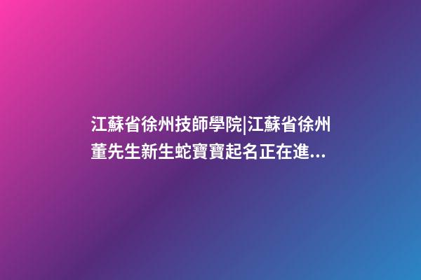 江蘇省徐州技師學院|江蘇省徐州董先生新生蛇寶寶起名正在進行中-第1張-公司起名-玄機派